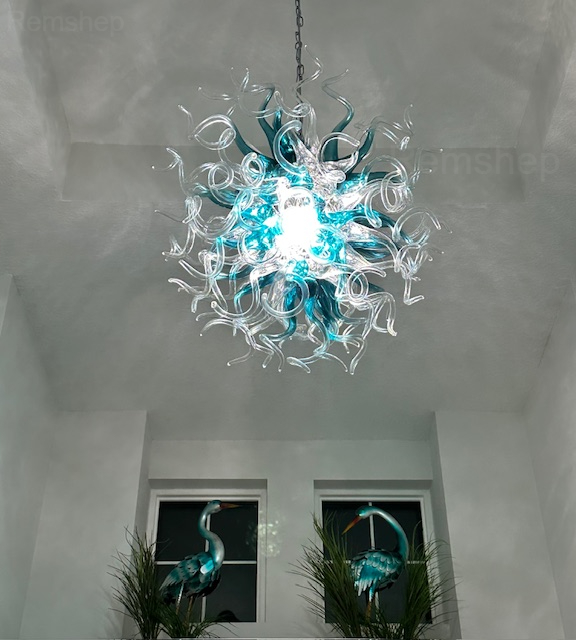 Chihuly Style Chandeliers(Blue to Clear Ombré)(3 Size) review Dave 01