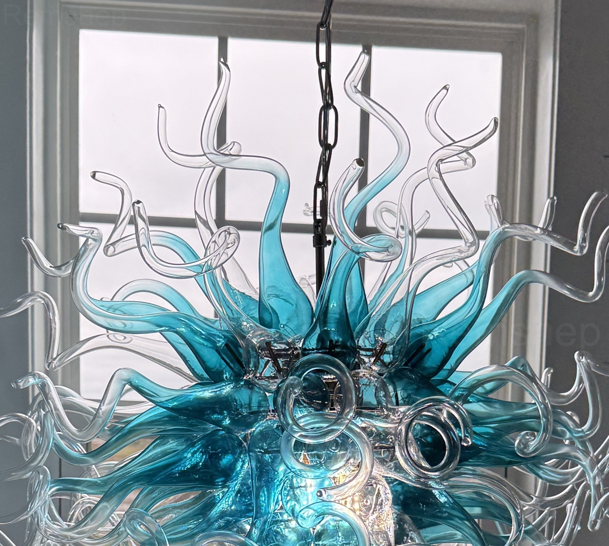 Chihuly Style Chandeliers(Blue to Clear Ombré)(3 Size) review Colleen Douma 01