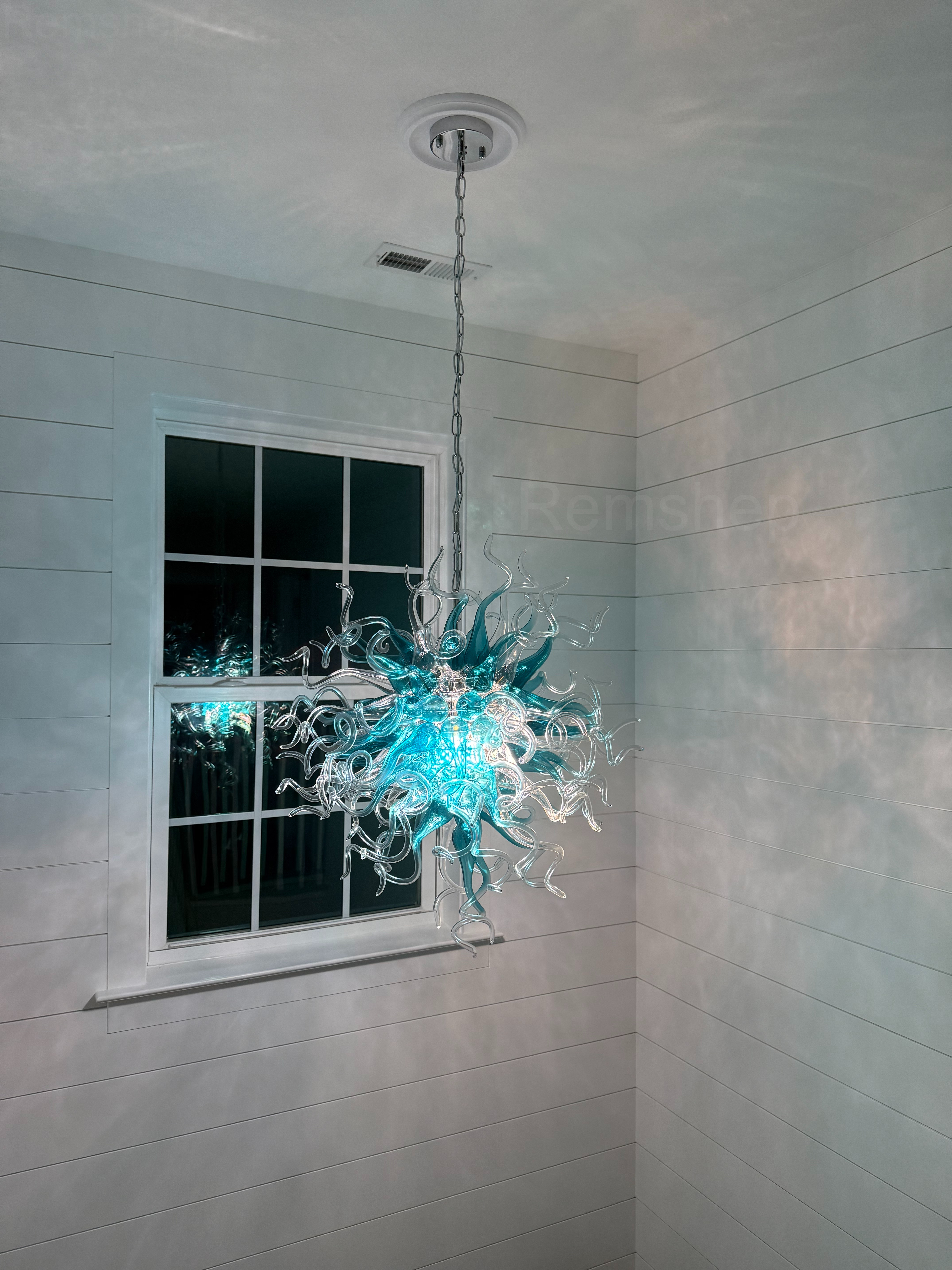 Chihuly Style Chandeliers(Blue to Clear Ombré)(3 Size) review Colleen Douma 03