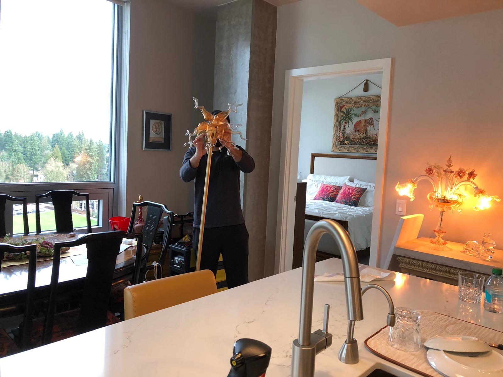 Chihuly Style Blown Glass Floor Lamp for Living Rooom (Gold-to-Clear Gradient) review Vimla 03