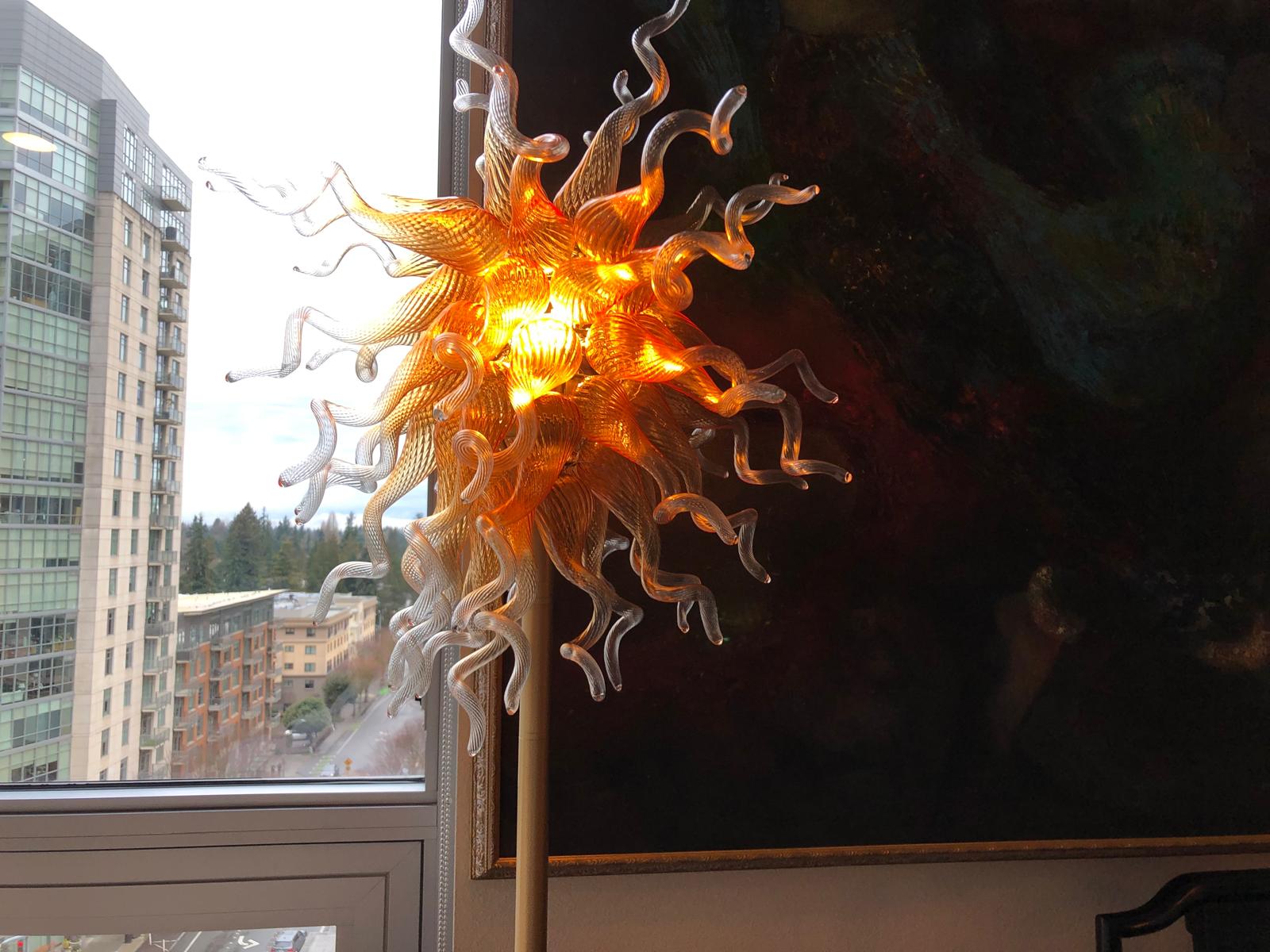 Chihuly Style Blown Glass Floor Lamp for Living Rooom (Gold-to-Clear Gradient) review Vimla 00