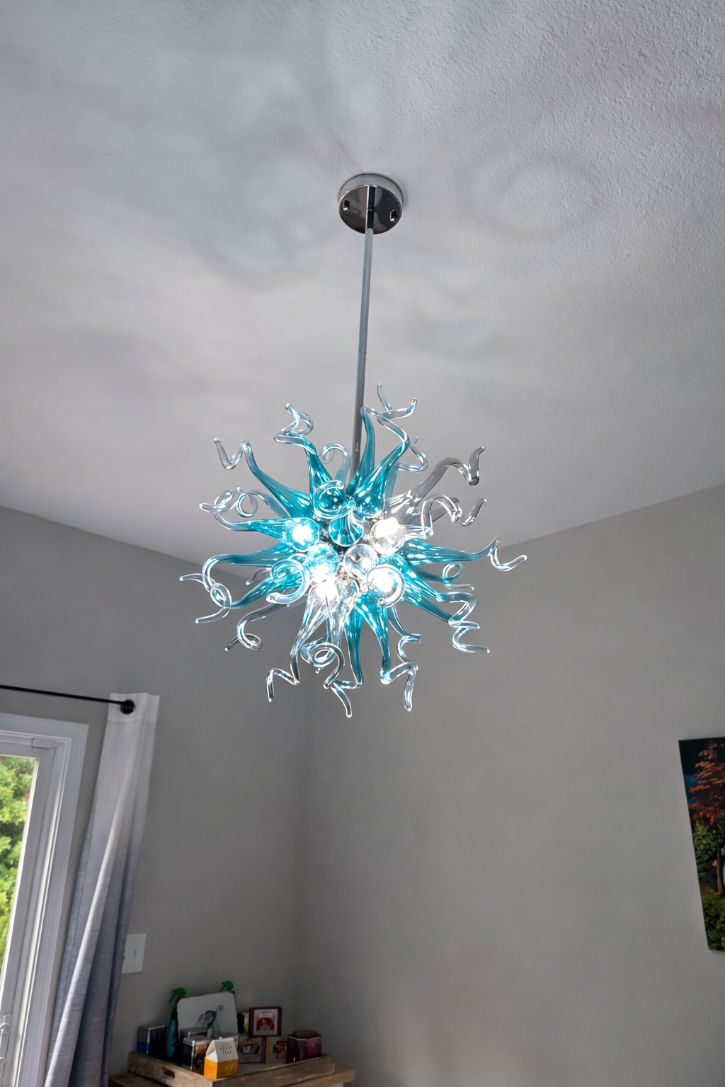 Chihuly Style Chandeliers Sputnik Pendant Light  (Blue And Grey) review Leave 00