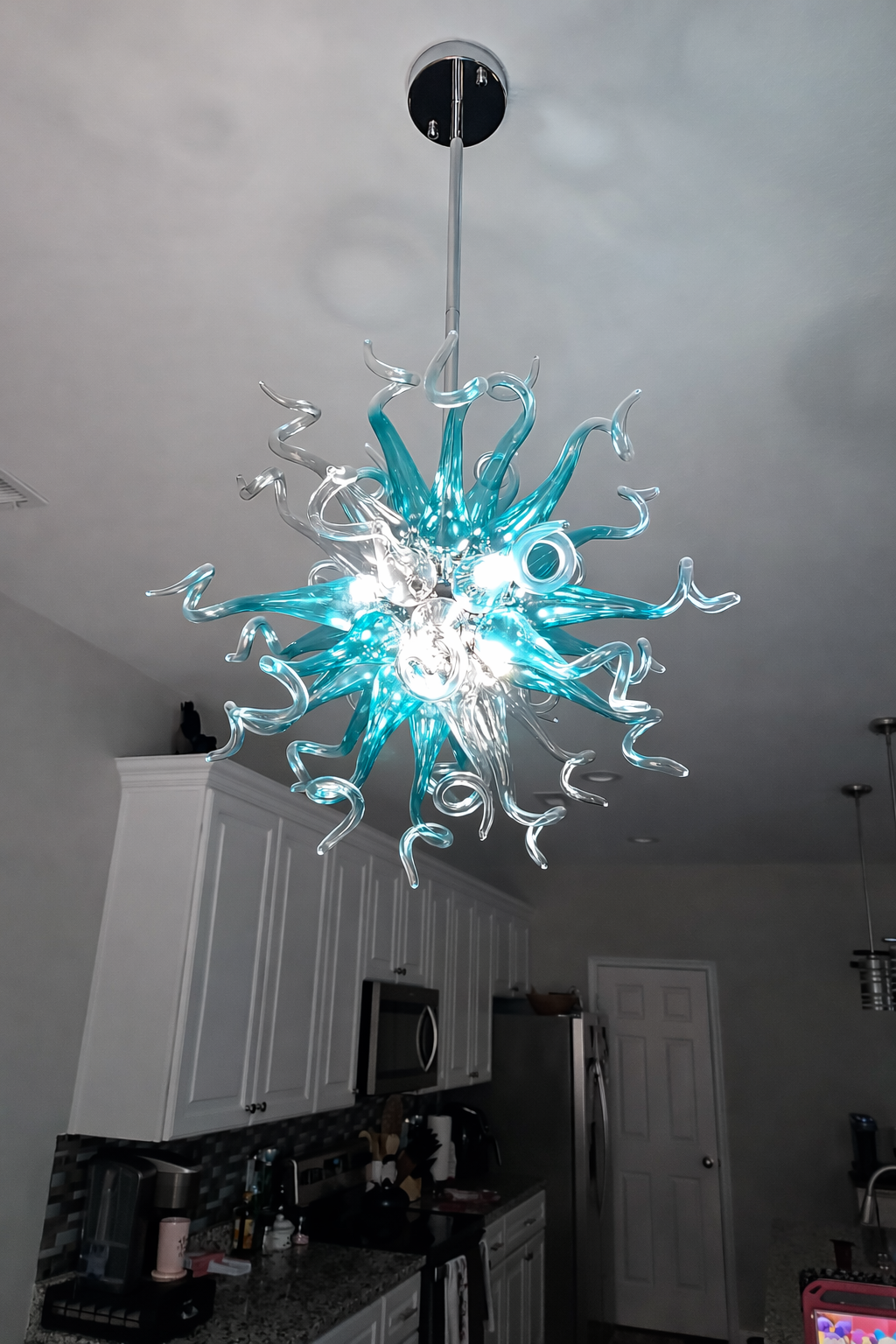Chihuly Style Chandeliers Sputnik Pendant Light  (Blue And Grey) review Leave 01