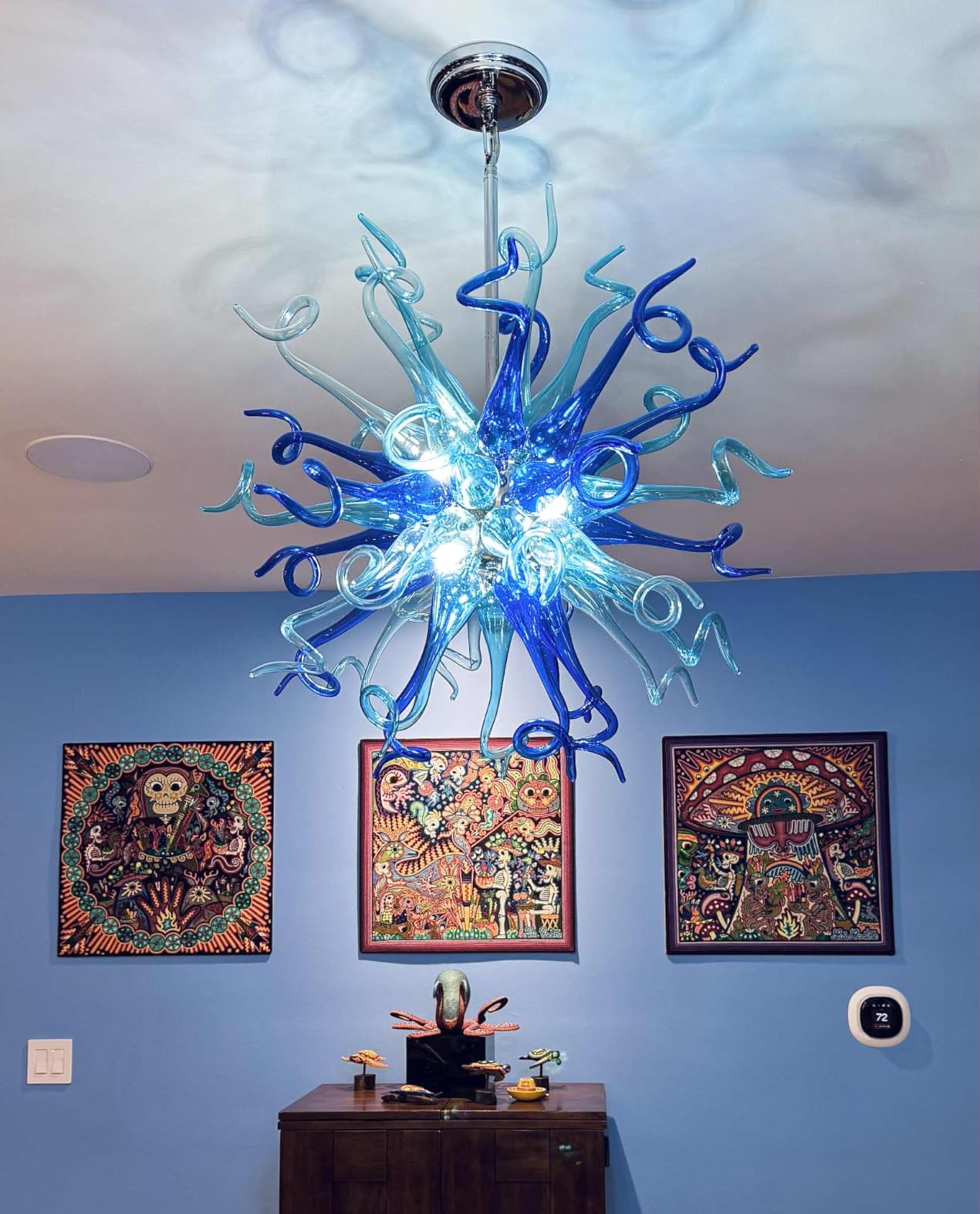Modern Chihuly Style Glass Sputnik Light Fixture for Living Room & Dining Room(Spherical; Customizable) review Daniel 00