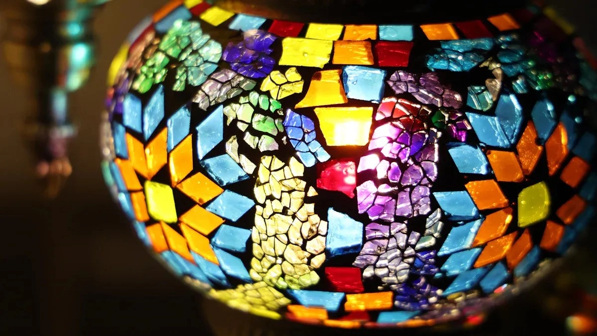 hand blown glass pendant lamp