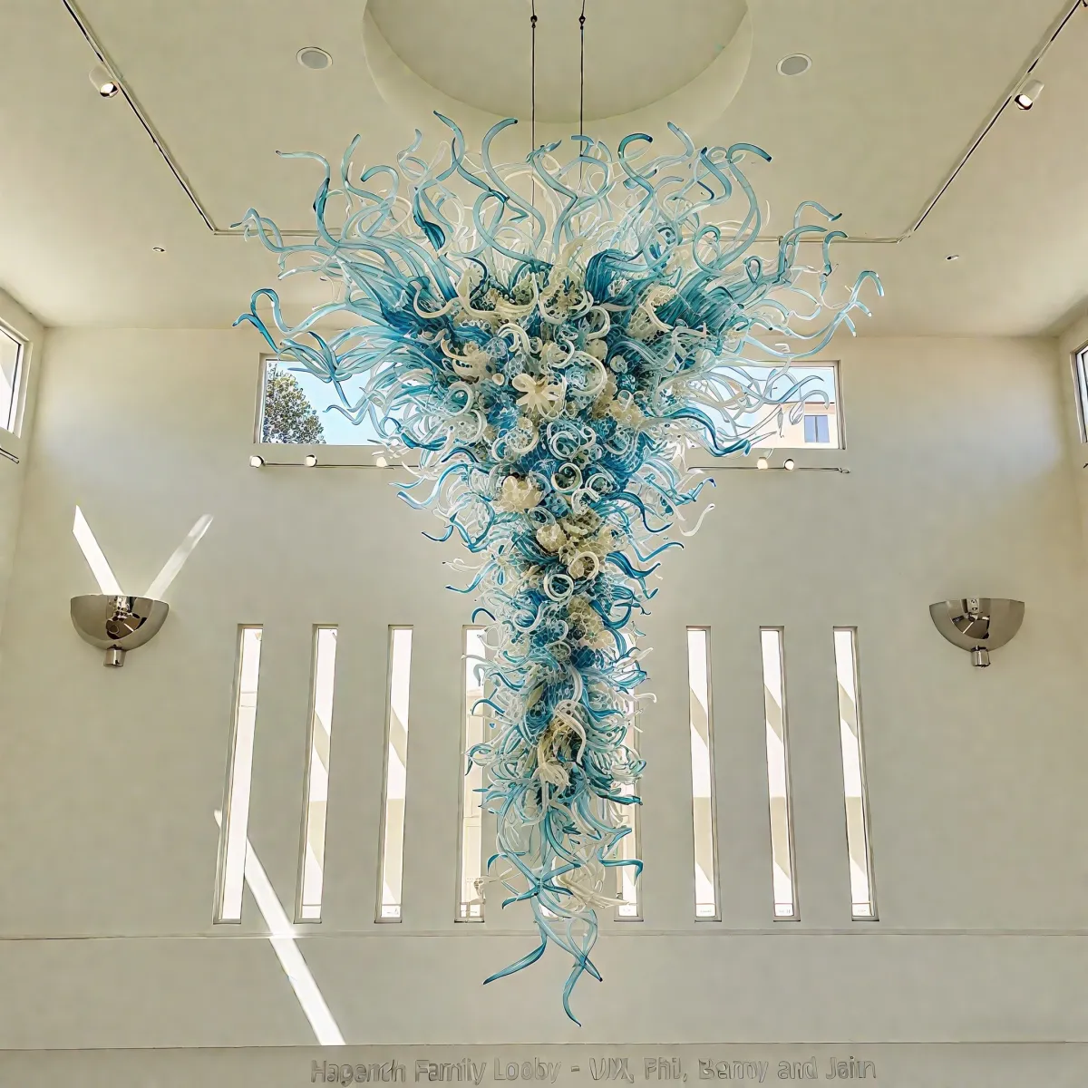 Blue Glass Chandelier