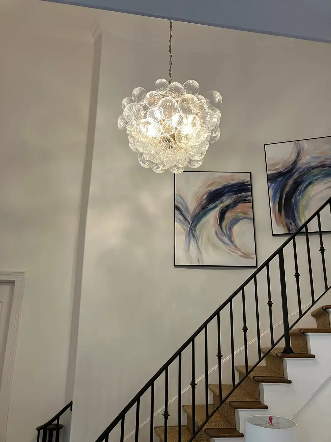 Glass ball pendant light