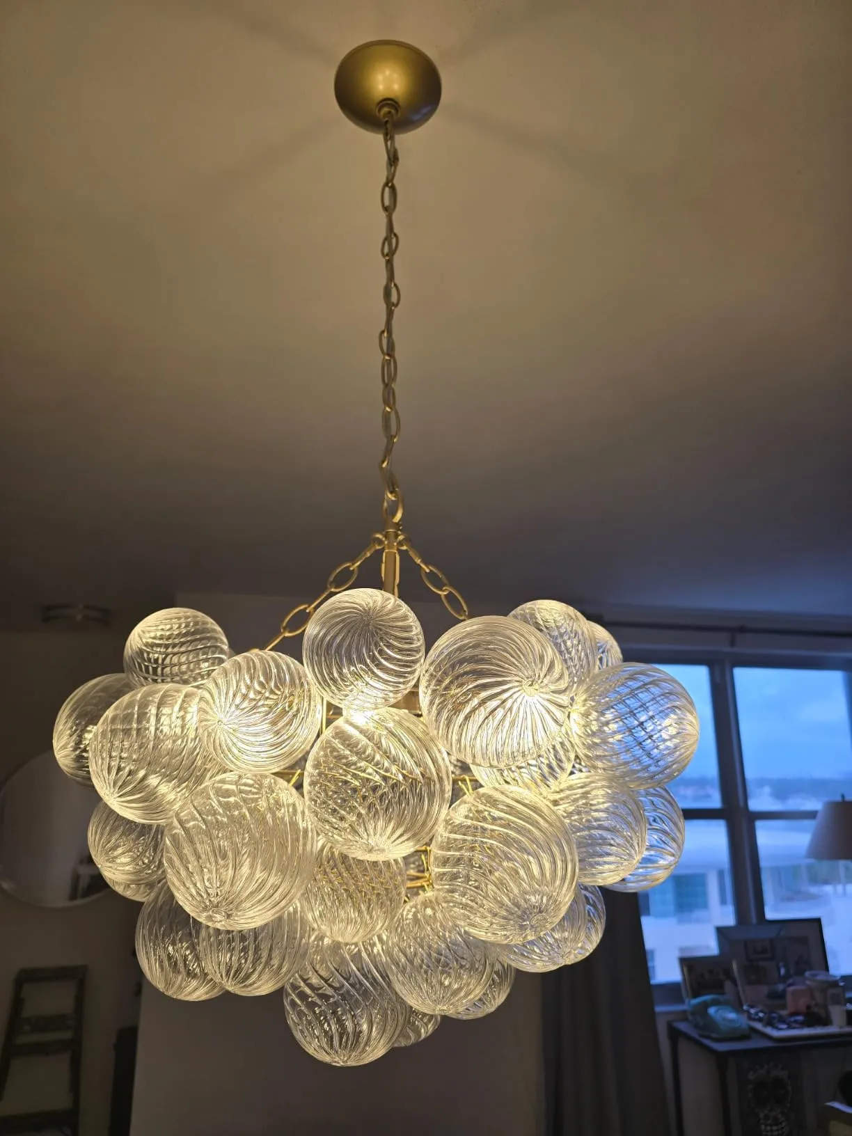 Clear glass sphere chandelier