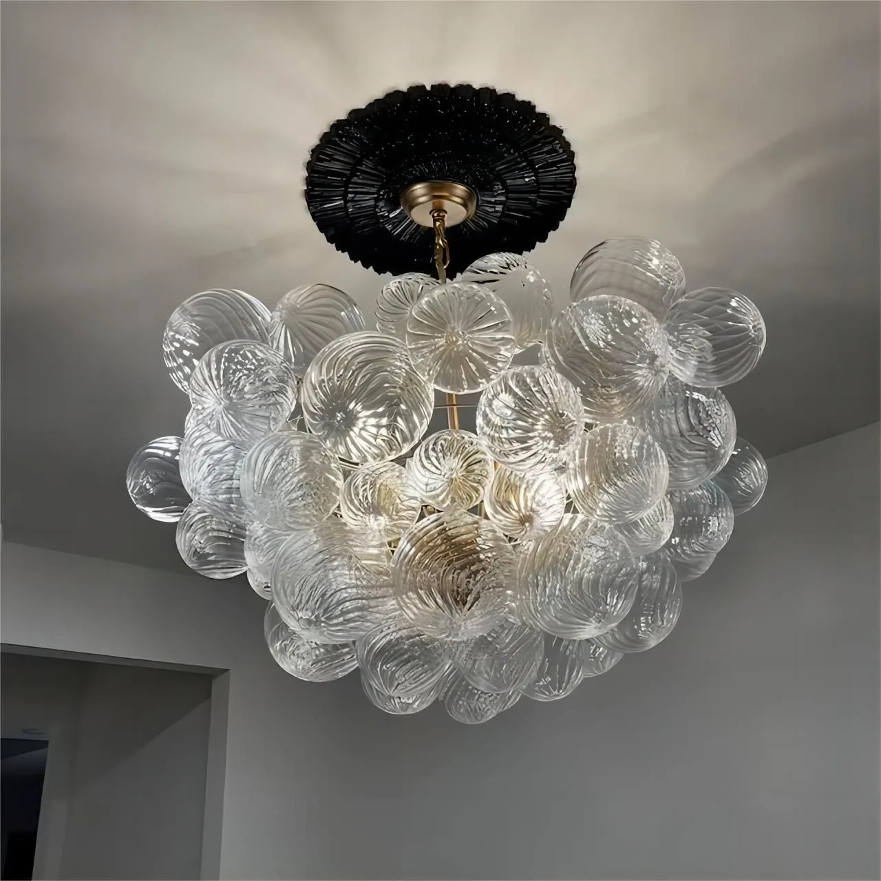 Glass globe light pendant