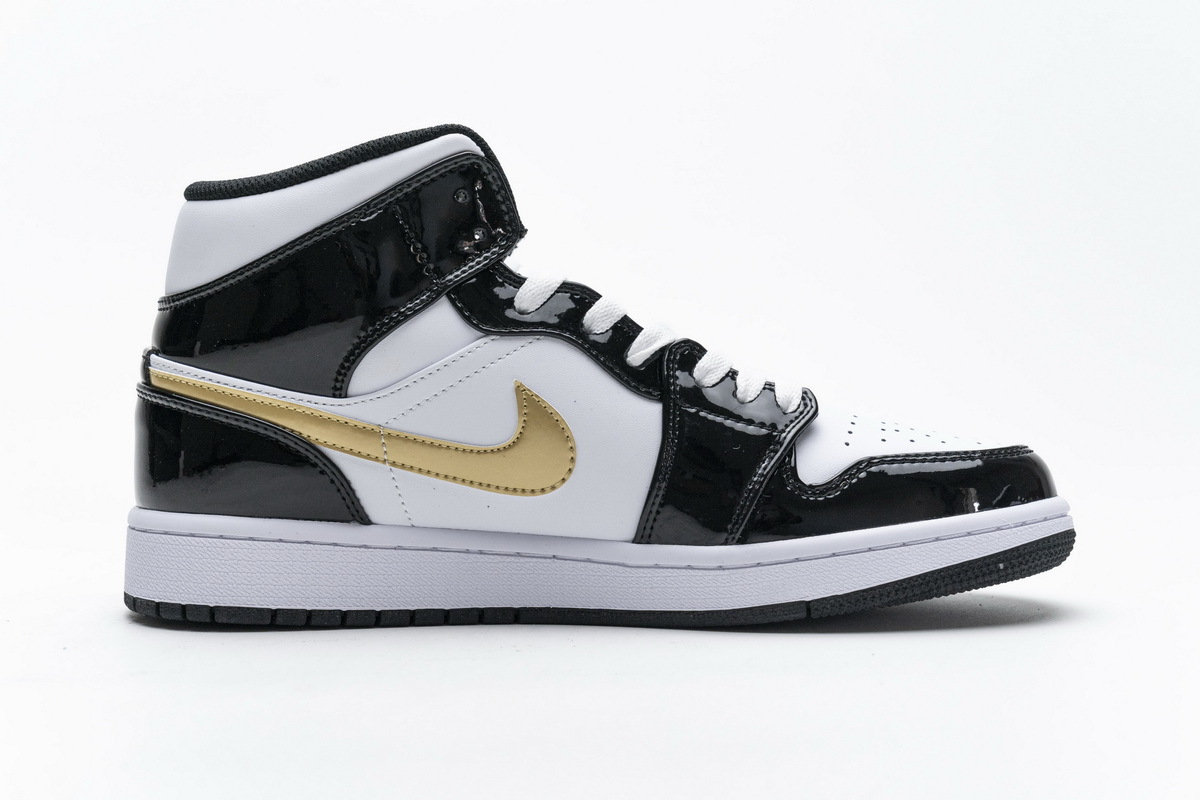 OG Jordan 1 Mid Patent Black White Gold