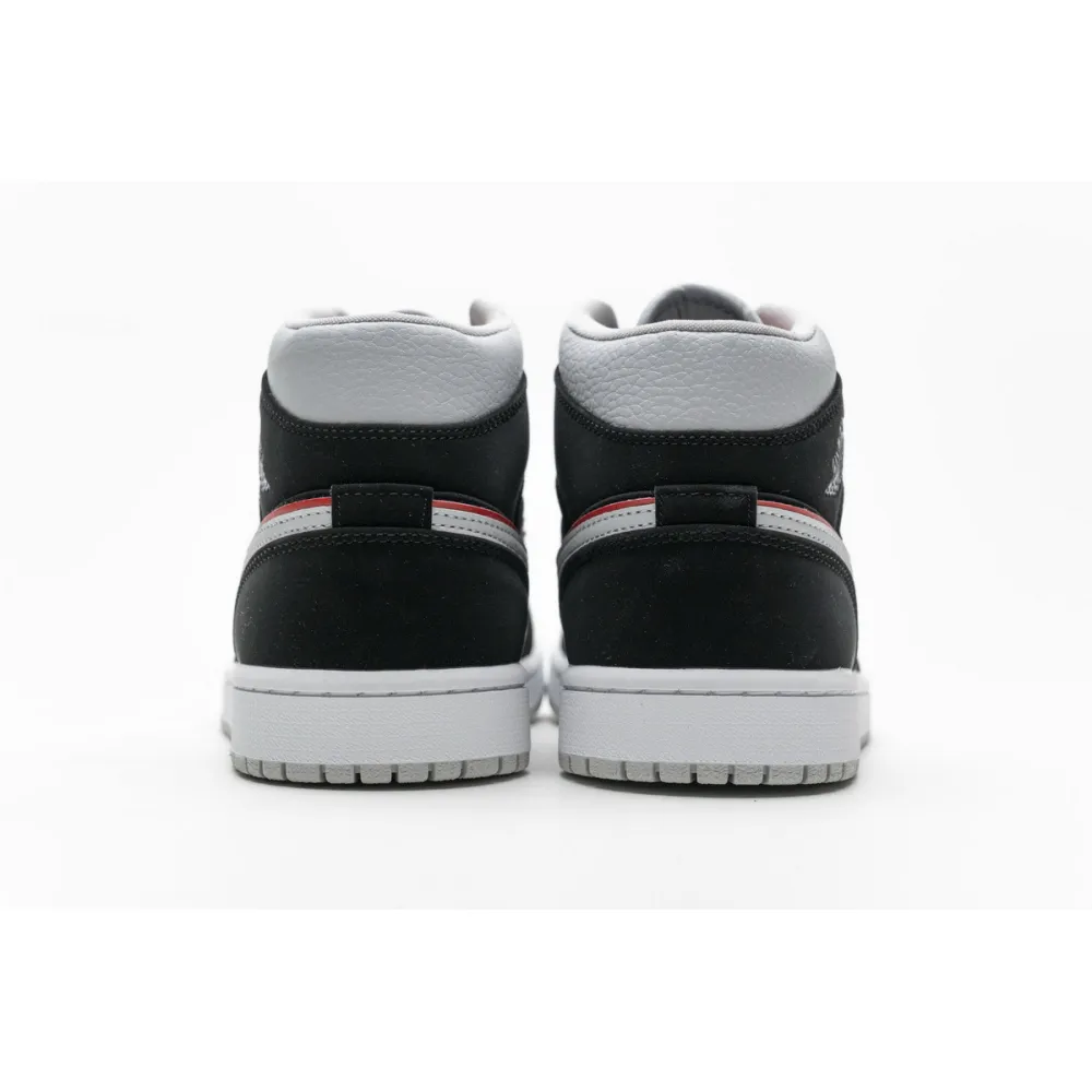 OG Jordan 1 Mid Black Particle Grey Gym Red