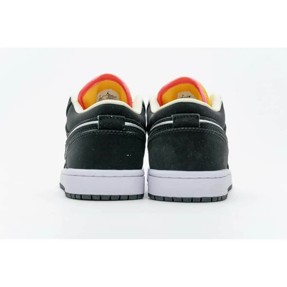 BMLin Jordan 1 Low Black Aurora Green Laser Orange