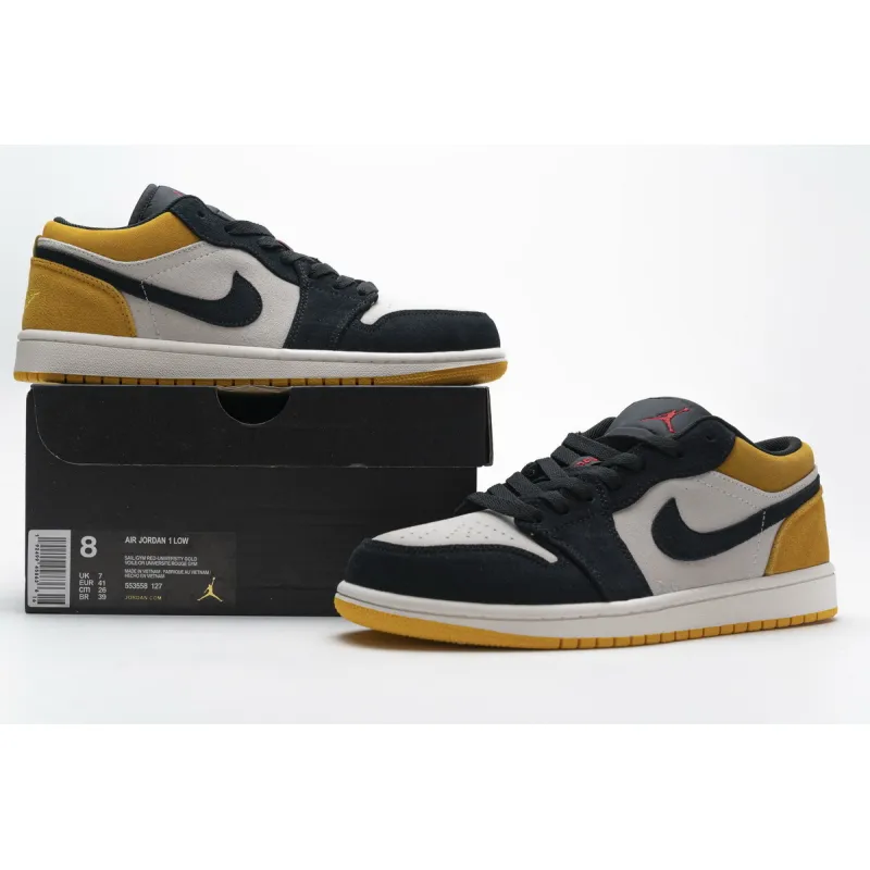 BMLin Jordan 1 Low Sail University Gold Black