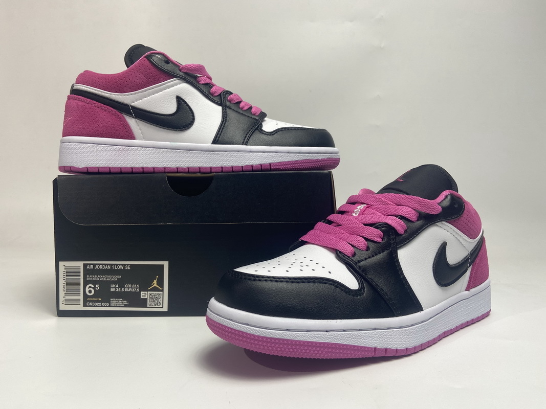 BMLin Jordan 1 Low Black Active Fuchsia