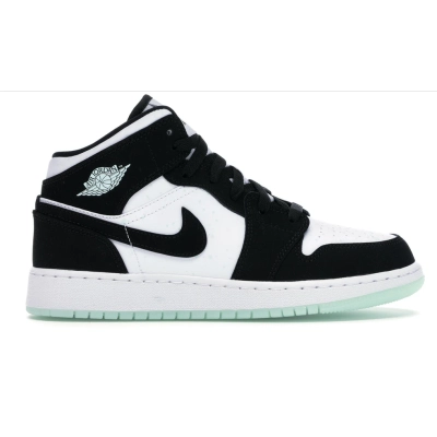OG Jordan 1 Mid White Black Teal Tint (GS) 01