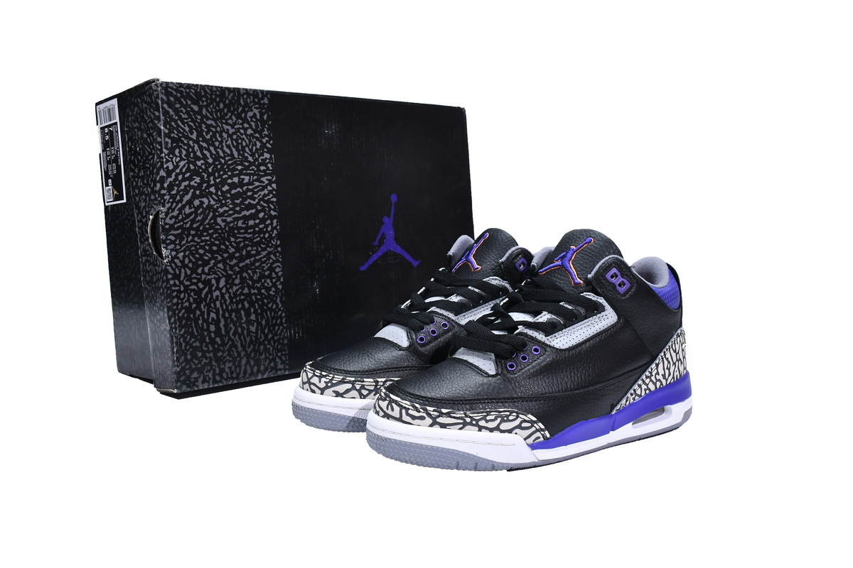 OG Jordan 3 Retro Black Court Purple，CT8532-050 