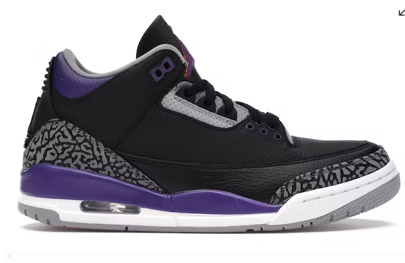 PKGoden Jordan 3 Retro Black Court Purple，CT8532-050