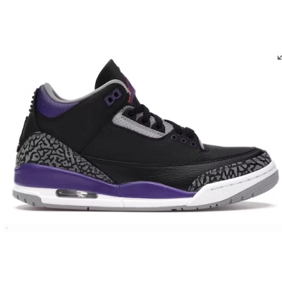 PKGoden Jordan 3 Retro Black Court Purple，CT8532-050 01
