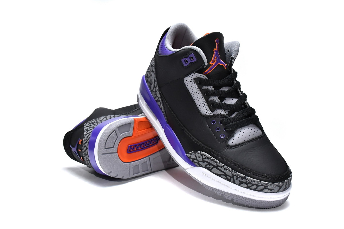 PKGoden Jordan 3 Retro Black Court Purple，CT8532-050