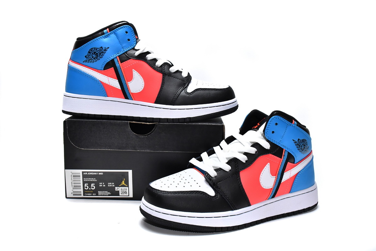 OG Jordan 1 Mid Tri Color Ribbons (GS)，CV4891-001