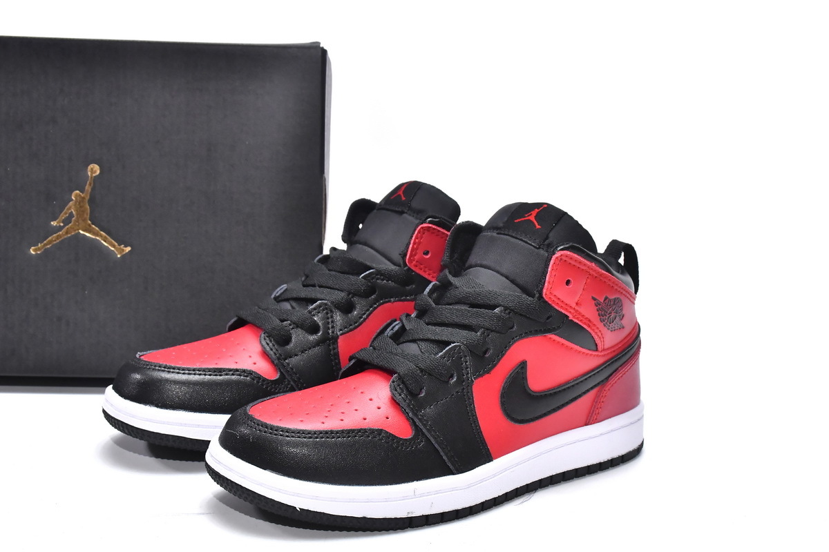 Jordan 1 kids shoes |Jordan 1 Mid PS Gym Red,AR6352-610