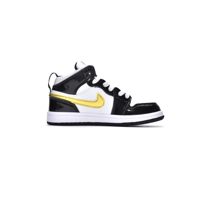 Jordan 1 kids shoes |Jordan 1 Mid PS Black Gold,BQ6932-007 01