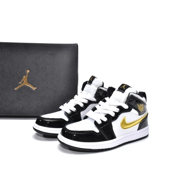 Jordan 1 kids shoes |Jordan 1 Mid PS Black Gold,BQ6932-007 02