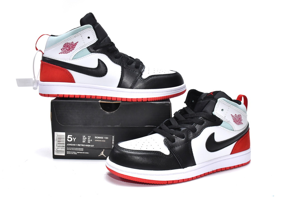 Jordan 1 kids shoes |Jordan 1 Mid PS Red Black Toe,BQ6932-100