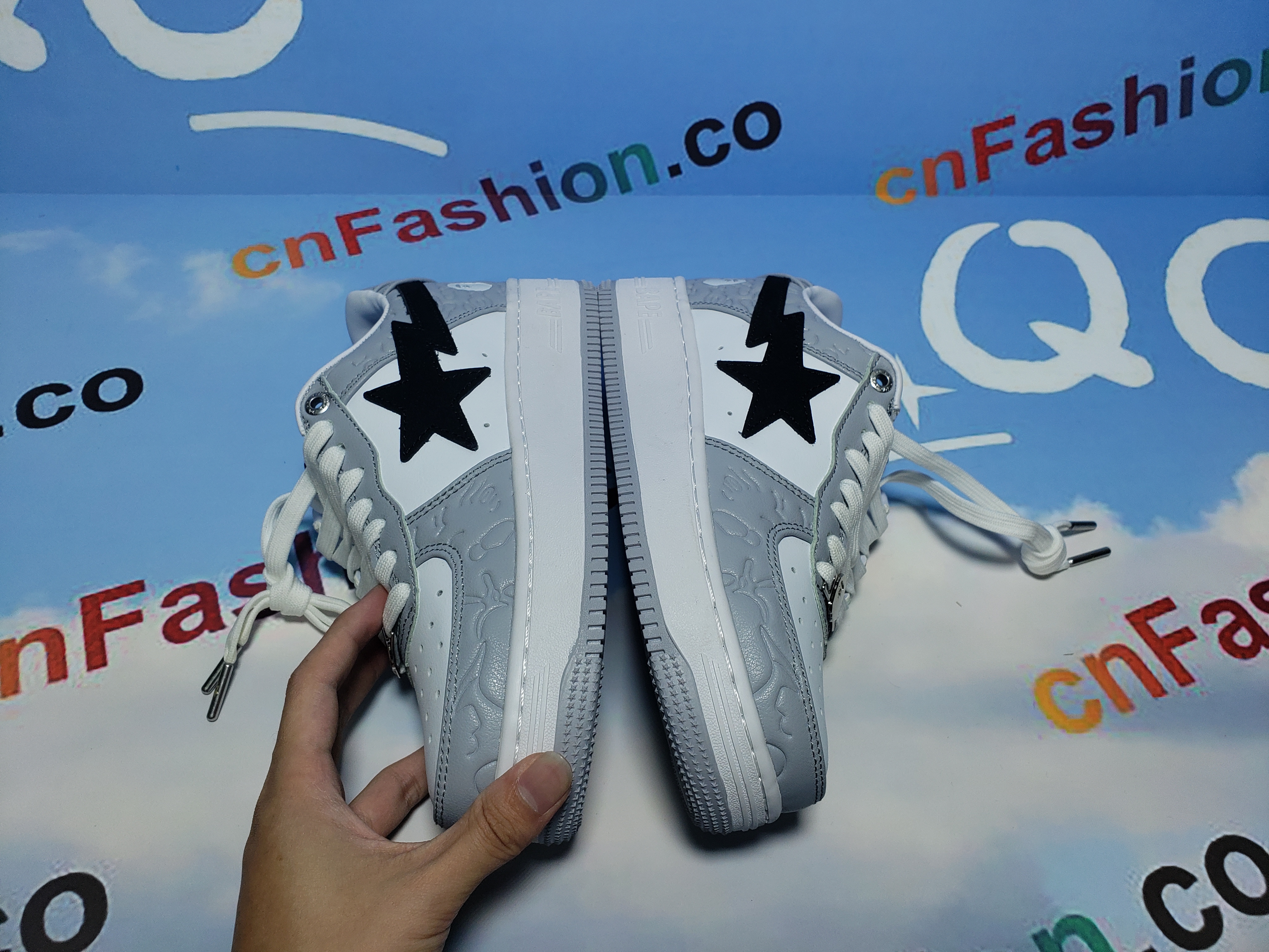 PKGoden A Bathing Ape Bape Sta Low White Grey Black,1G70-109-0004