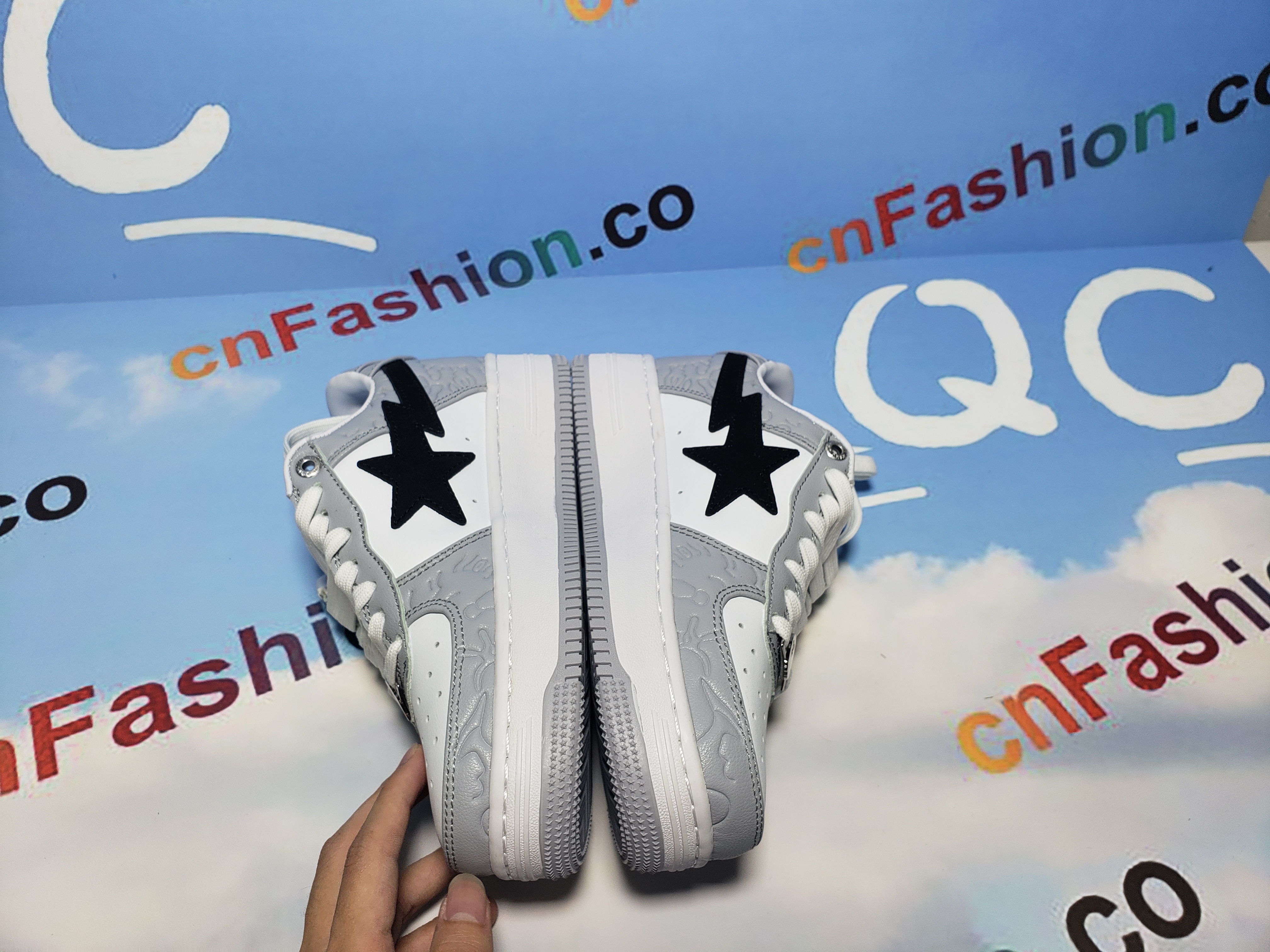 PKGoden A Bathing Ape Bape Sta Low White Grey Black,1G70-109-0004