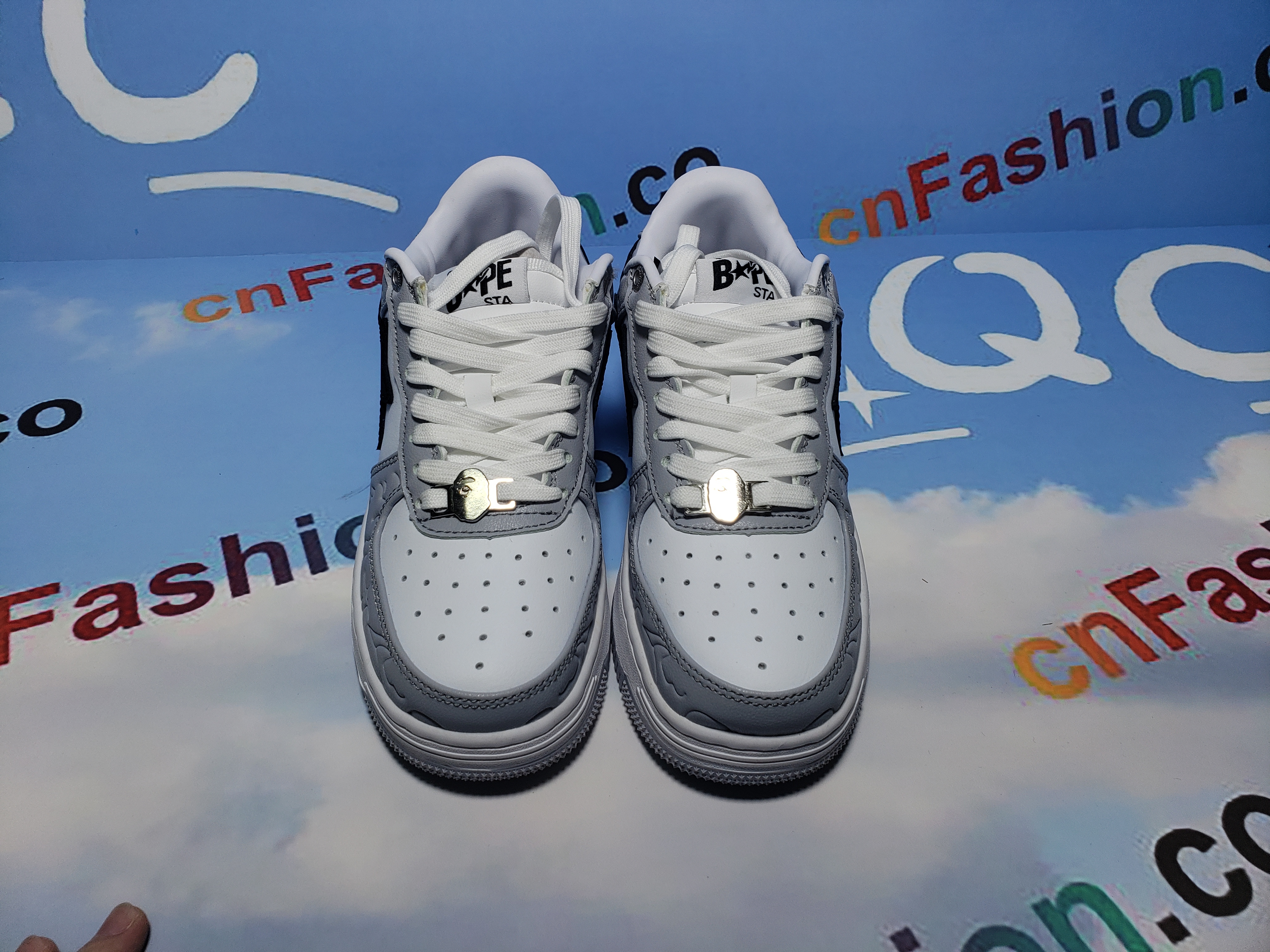 PKGoden A Bathing Ape Bape Sta Low White Grey Black,1G70-109-0004