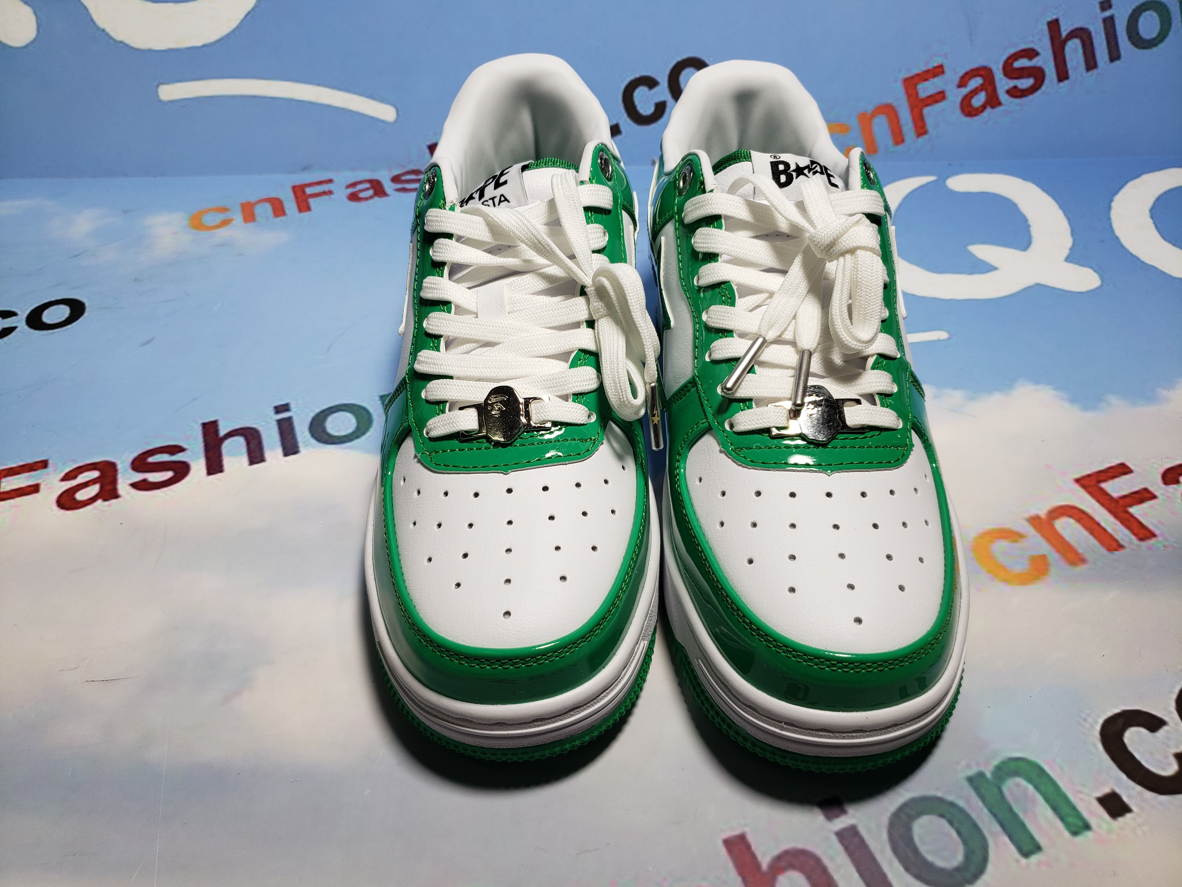 BMLin A Bathing Ape Bape Sta Low White Green 1H70-191-001