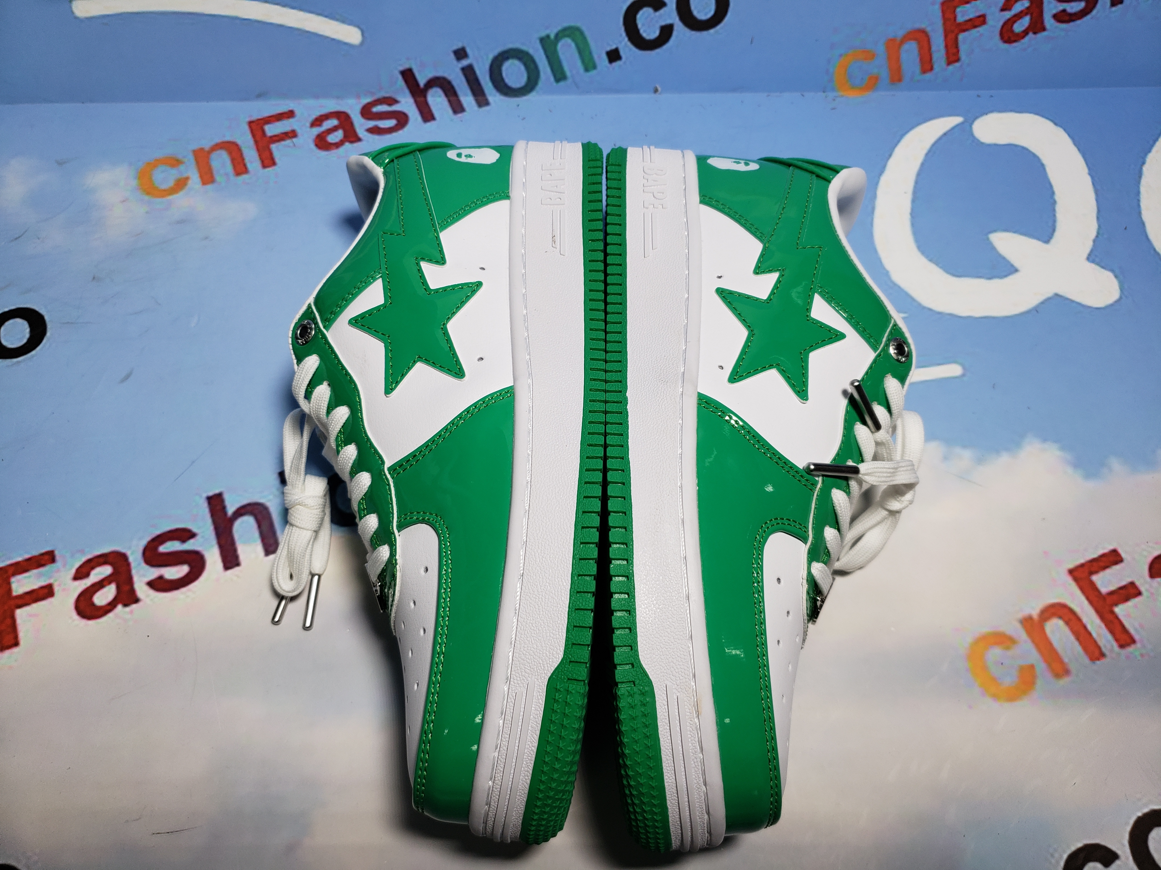 BMLin A Bathing Ape Bape Sta Low White Green 1H70-191-001