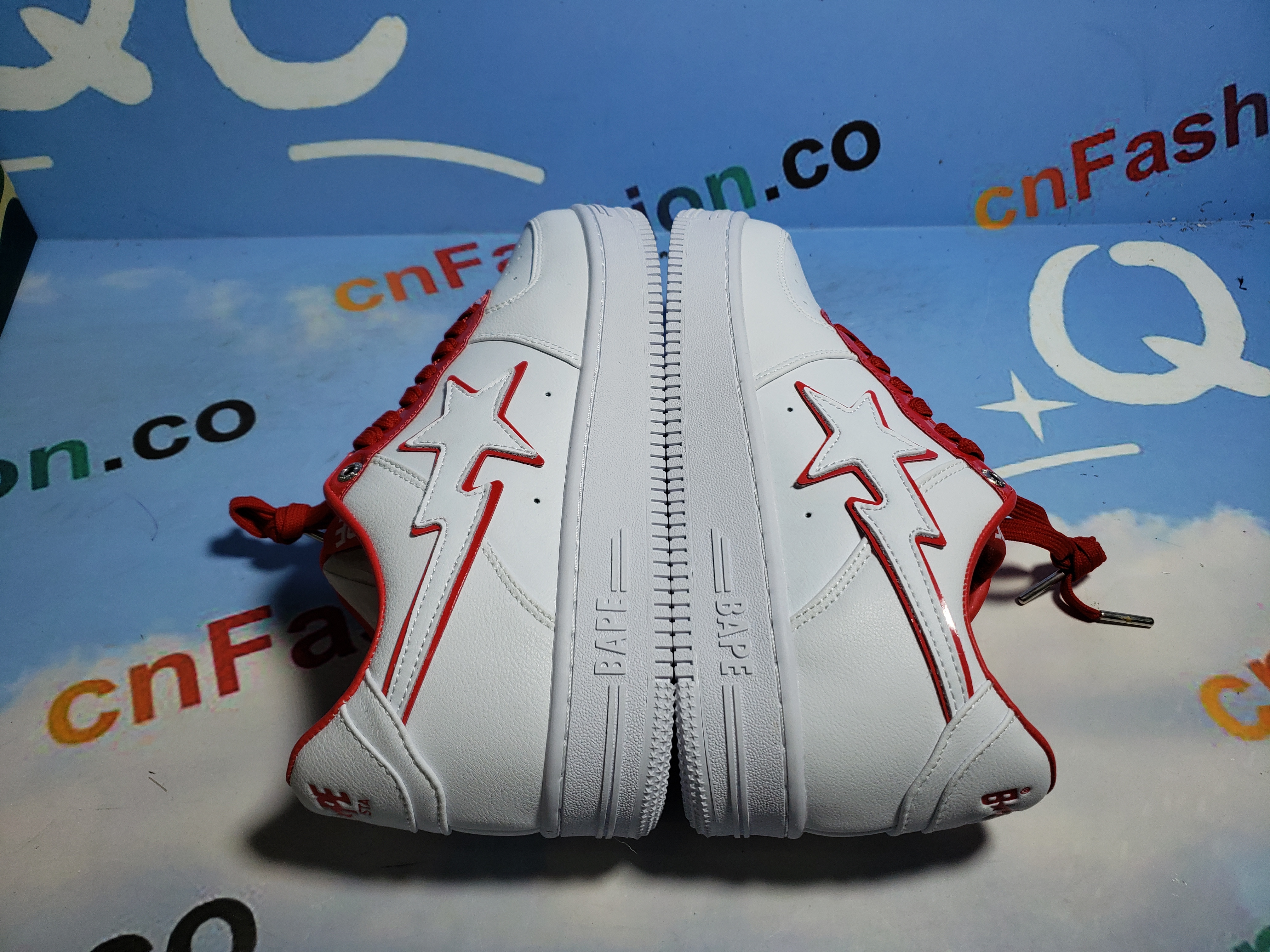 BMLin A Bathing Ape Bape Sta Low White Red Border,1J30-291-017