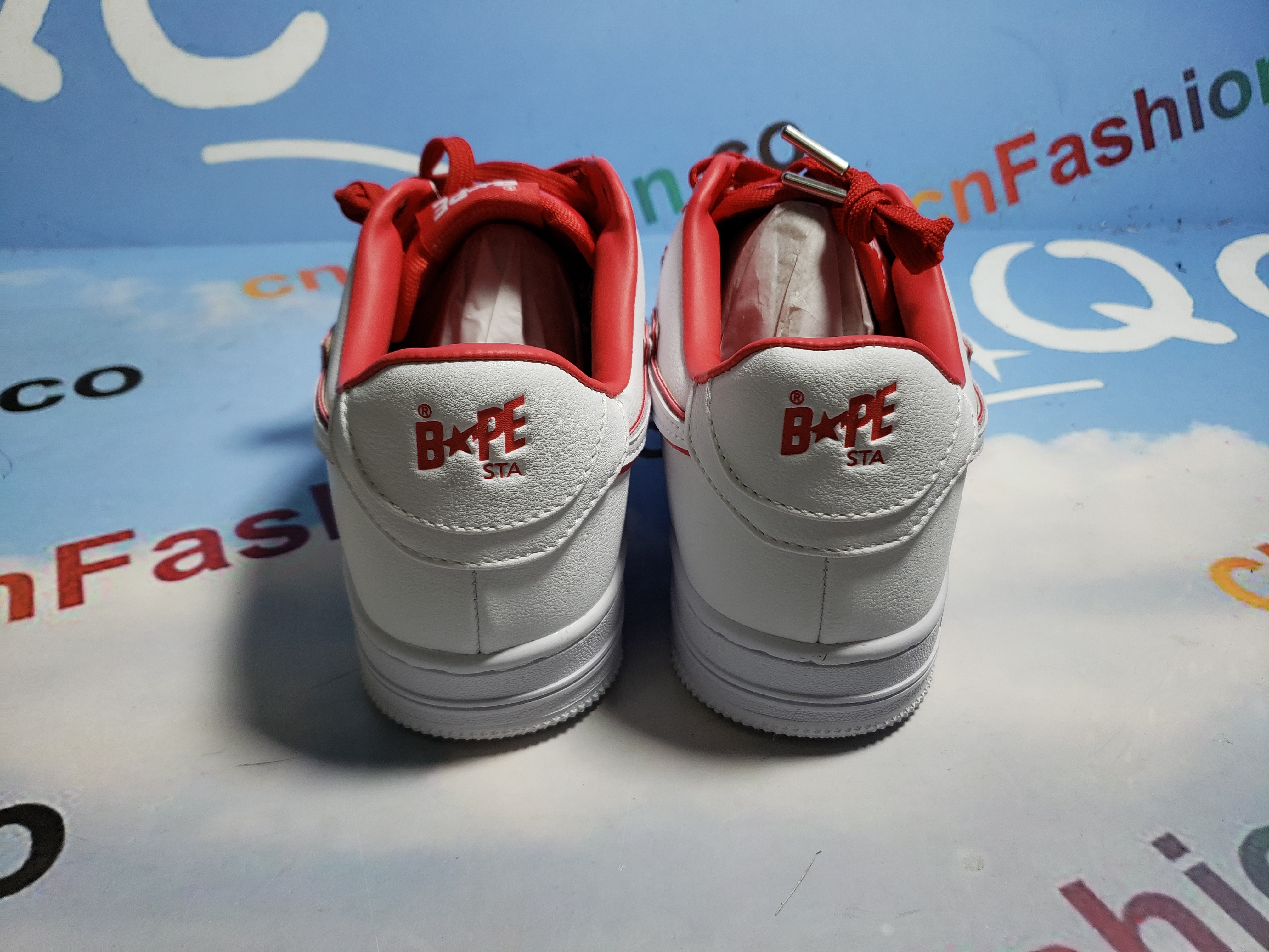 BMLin A Bathing Ape Bape Sta Low White Red Border,1J30-291-017