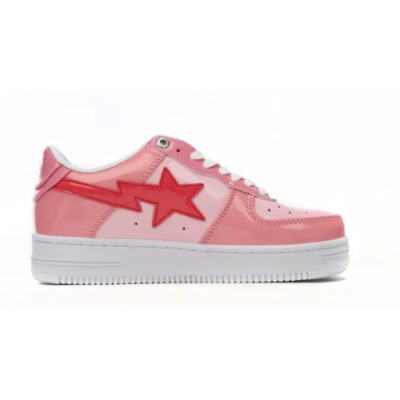 PKGoden A Bathing Ape Bape Sta Low Pink Paint Leather,1H2-019-1046 01