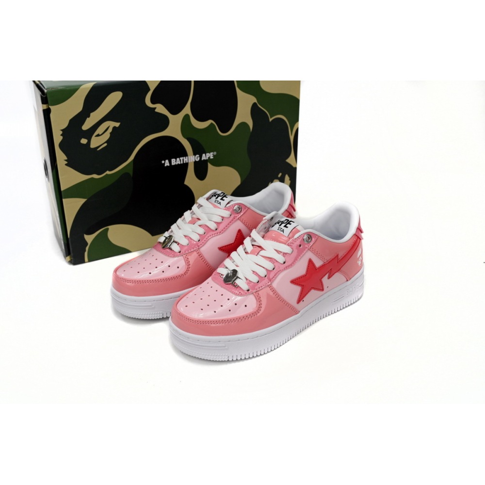 🔥10$ BAPE🔥BMLin A Bathing Ape Bape Sta Low Pink Paint Leather,1H2-019-1046