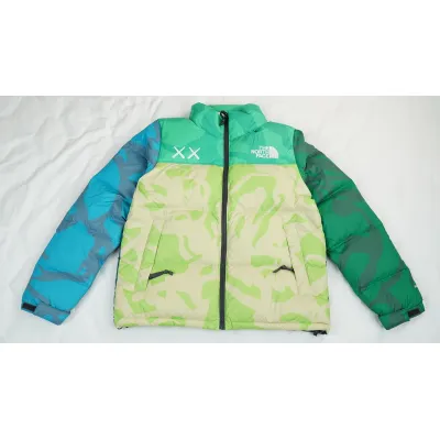 The North Face x KAWS Youth Retro 1996 Nuptse Jacket KW Safety Green Nuptse Print 01