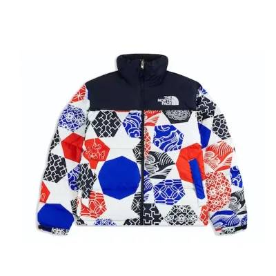 The North Face 1996 Retro Nuptse IC Geo Print Jacket Blue 01