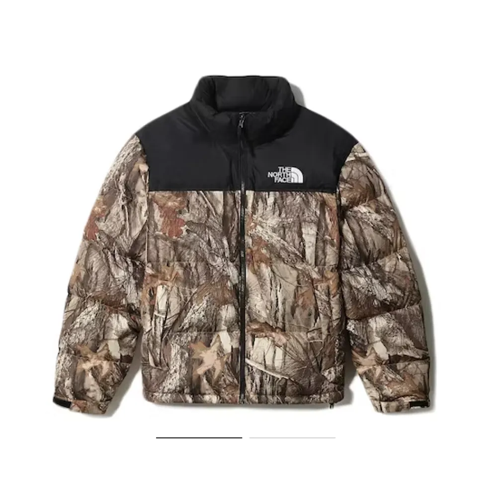 The North Face 1996 Retro Nuptse Packable Jacket Kelp Tan Forest Floor Print