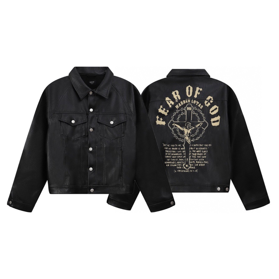 clothes - FEAR OF GOD printed leather Jacket