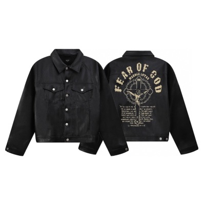 clothes - FEAR OF GOD printed leather Jacket 01
