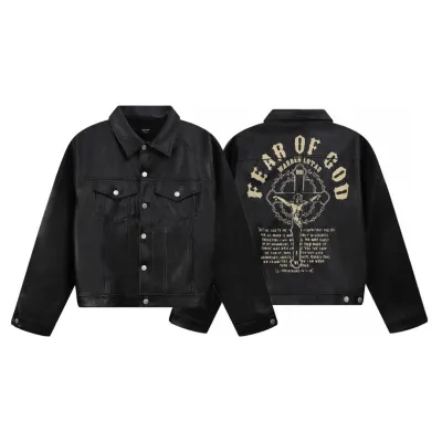 clothes - FEAR OF GOD printed leather Jacket 01