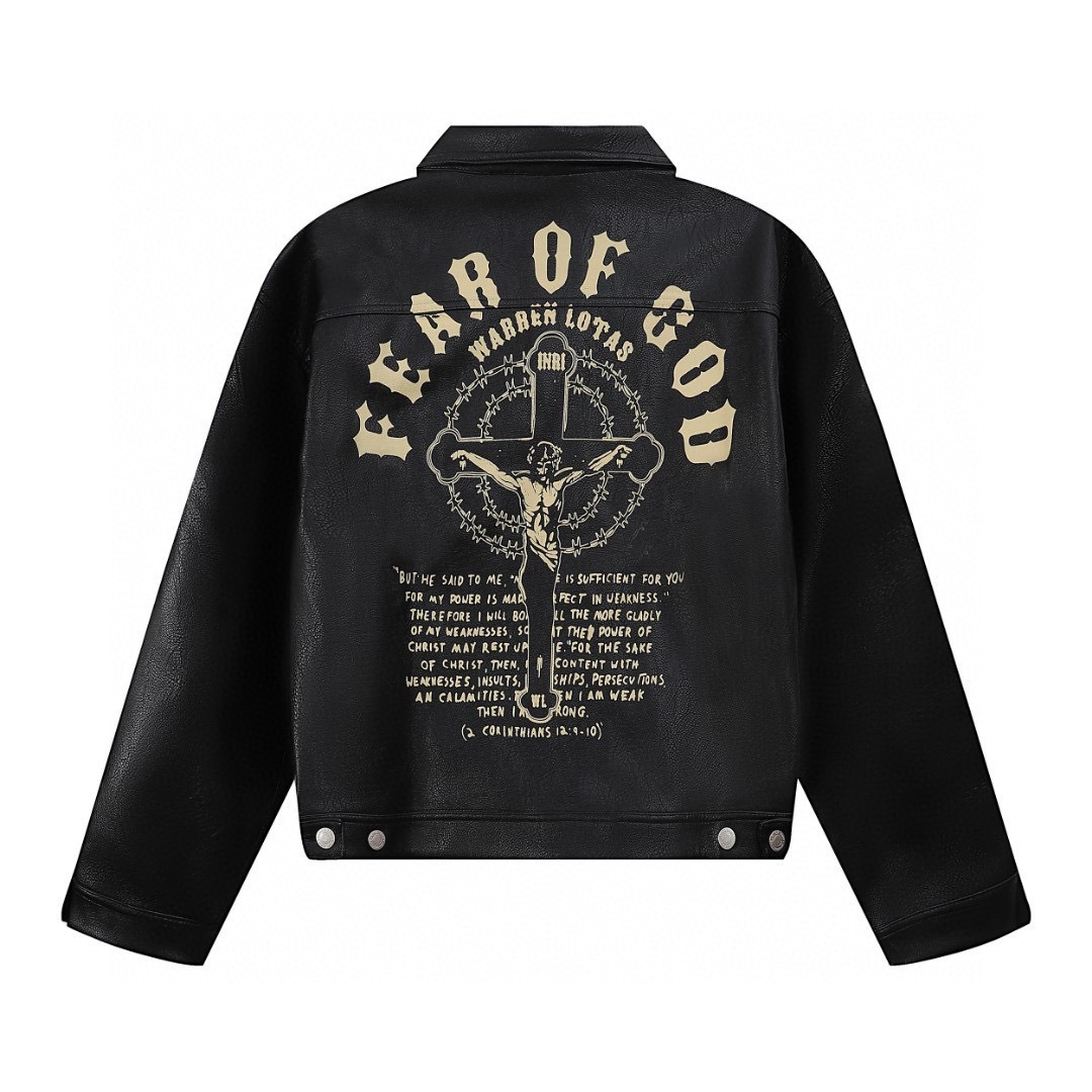 clothes - FEAR OF GOD printed leather Jacket