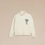 clothes - AMI PARIS silver love knitted turtleneck sweater