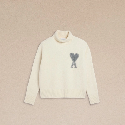 clothes - AMI PARIS silver love knitted turtleneck sweater 01