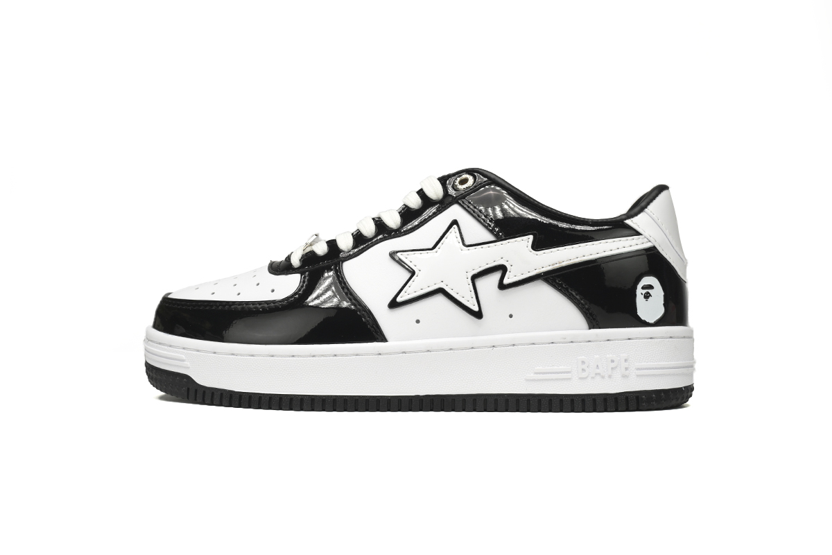 OG A Bathing Ape Bape Sta Low Black White,1H70-191-001