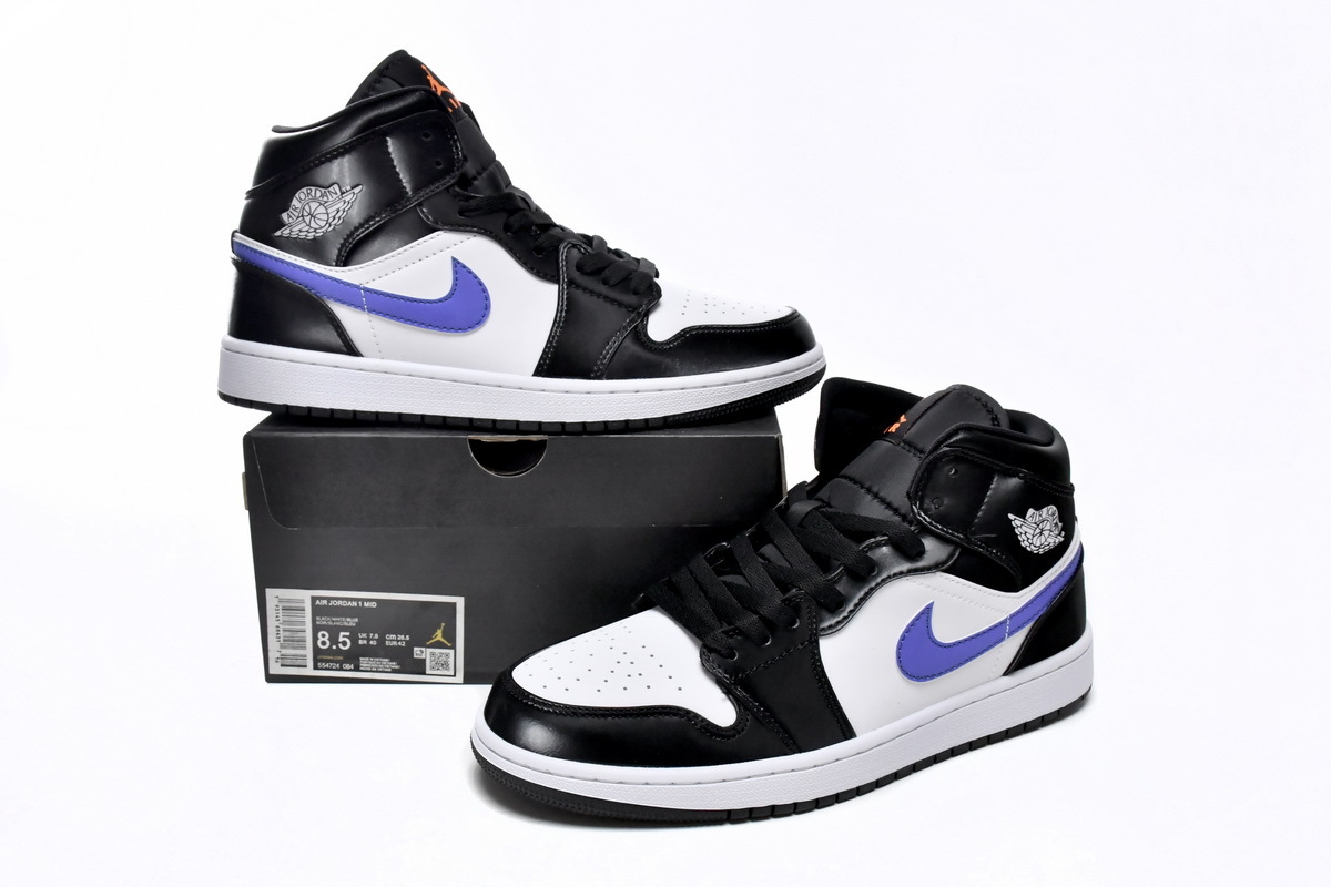 OG Jordan 1 Mid Black Racer Blue White,554725-084