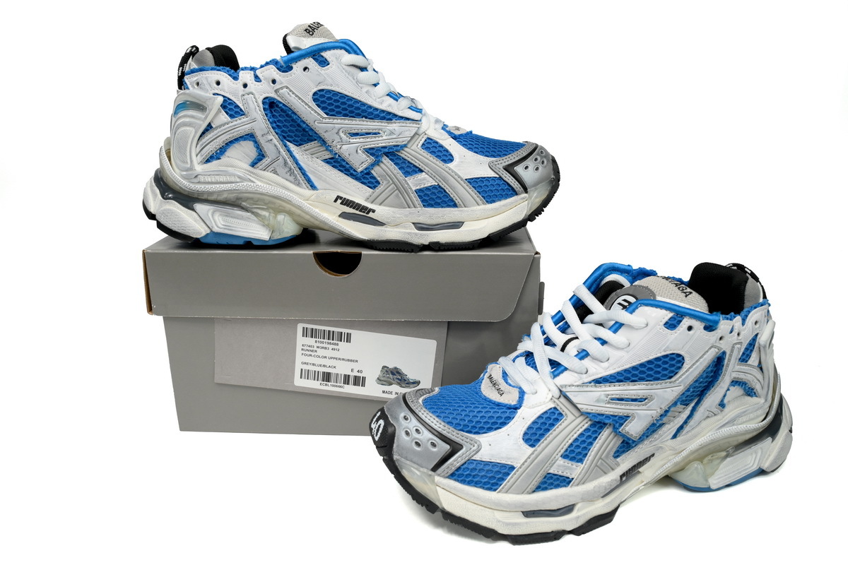 PKGoden Balenciaga 7th Runner White Blue 677402W3RB34912