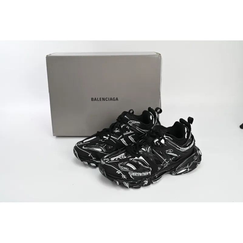 PKGoden Balenciaga  3rd Tess S.Black Black-And-White Painting 542023 W3SR2 2315